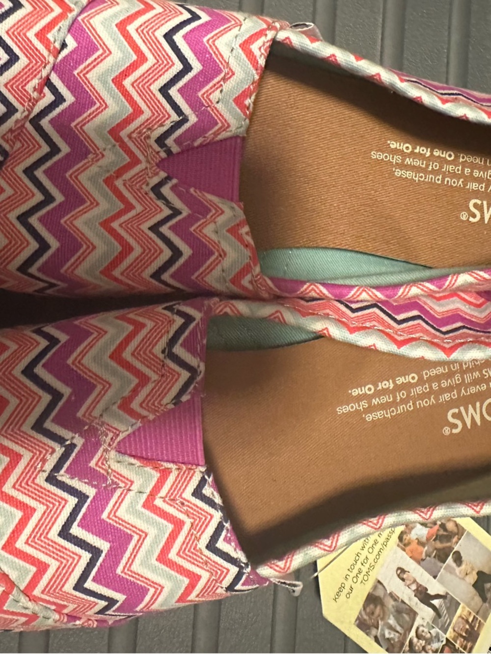 Toms Chevron Slip-On Flats in Pink, Purple & Coral